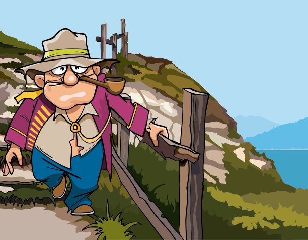 卡通海盗乞丐从楼上下来图片下载