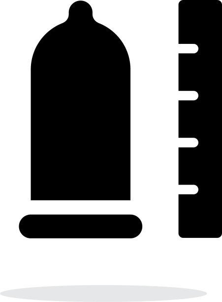 白色背景上的带标尺图标的避孕套图片下载