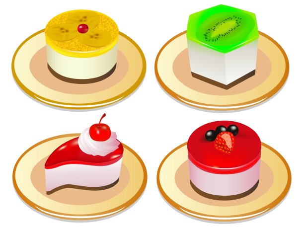 一套装在盘子里的果冻甜点图片下载