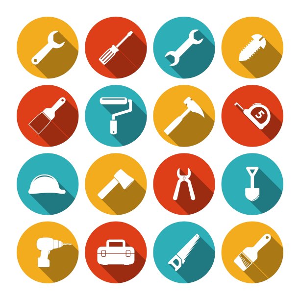 工具平面图标集图片下载