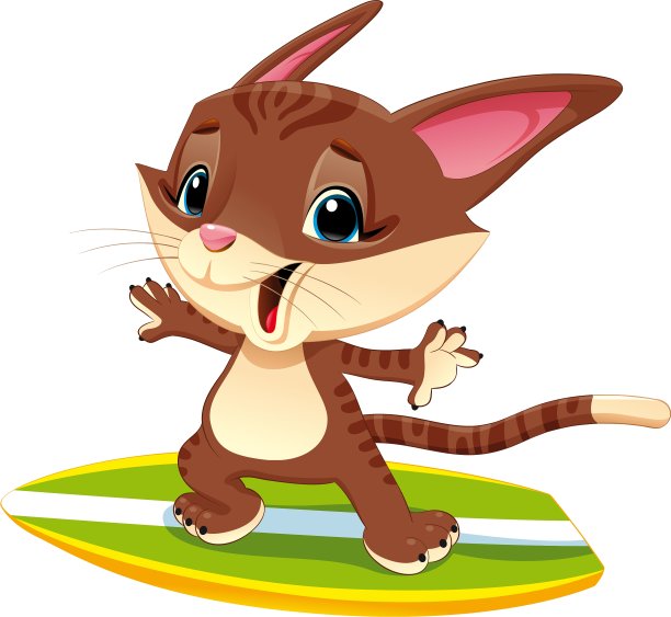 猫和冲浪图片下载