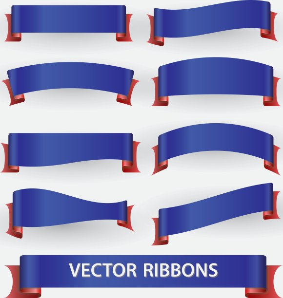 蓝和红丝带横幅eps10图片下载