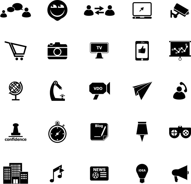 白色背景上的媒体营销图标图片下载