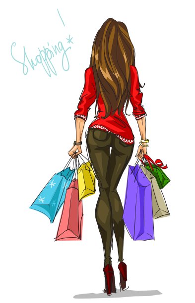 拎着购物袋的时髦女人图片下载