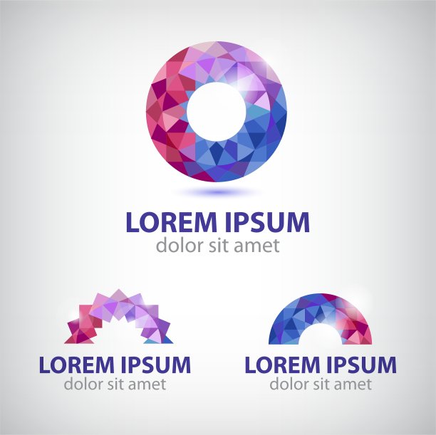 抽象的圆形水晶彩色图标图片下载