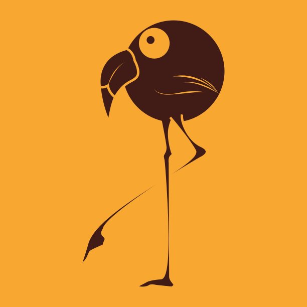 橙色背景下鸟的特写镜头图片下载