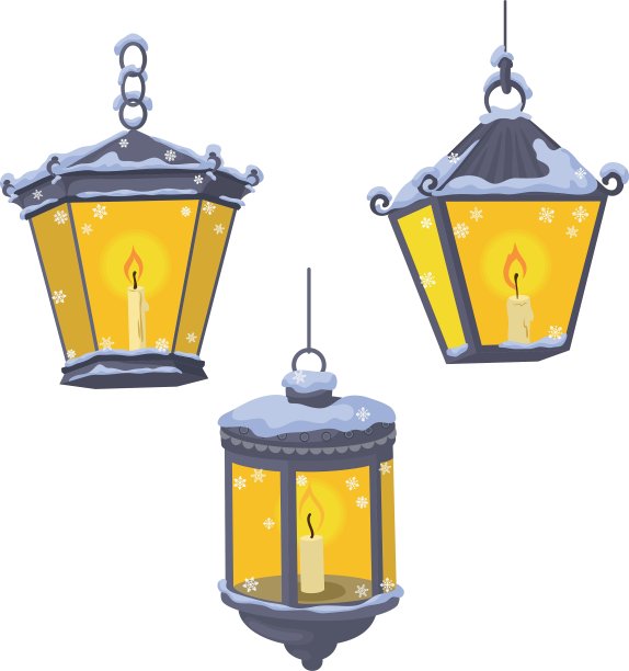 雪中的复古街灯图片下载