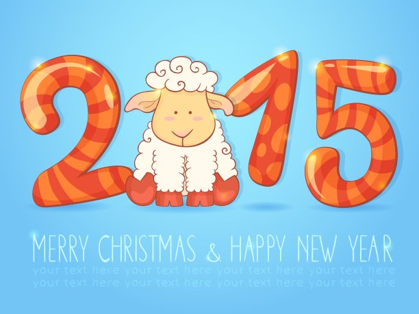 冬天的中国新年卡片与羊图片下载
