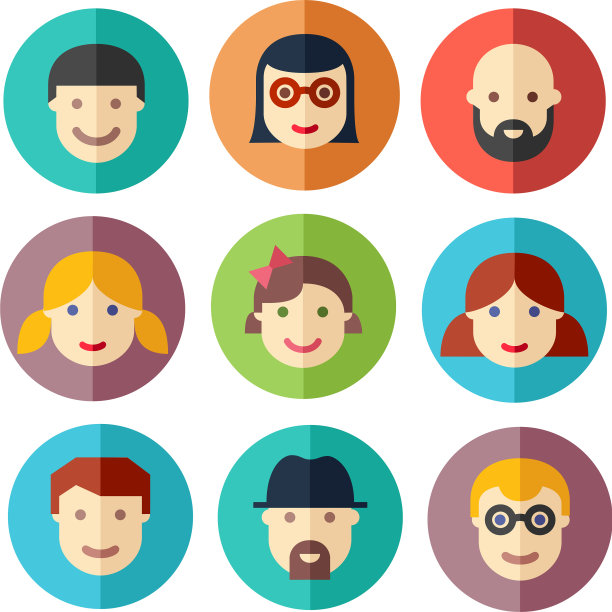 扁平的头像图标面对人的图标图片下载