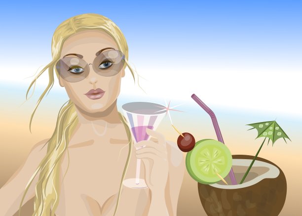 在岛上度假的女士图片下载