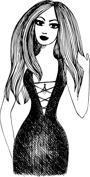 手绘派对女郎图片下载