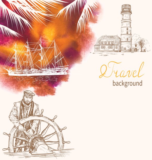 手绘旅行图标草图图片下载