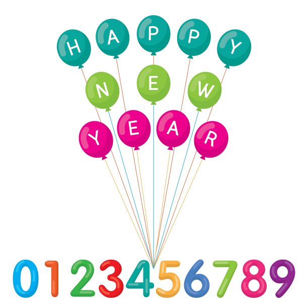 新年快乐，数字集图片下载