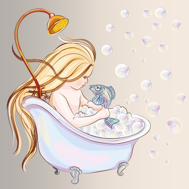 小女孩在洗澡图片下载