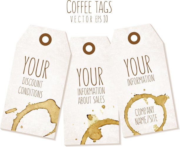 一组带有咖啡渍的标签图片下载