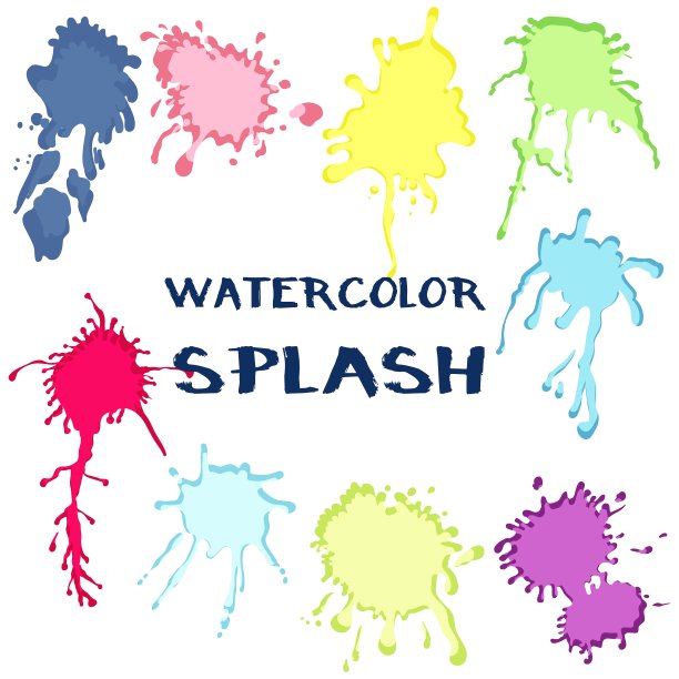 设置水彩颜料飞溅收集颜色图片下载
