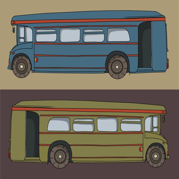 卡通巴士可爱设计图图片下载