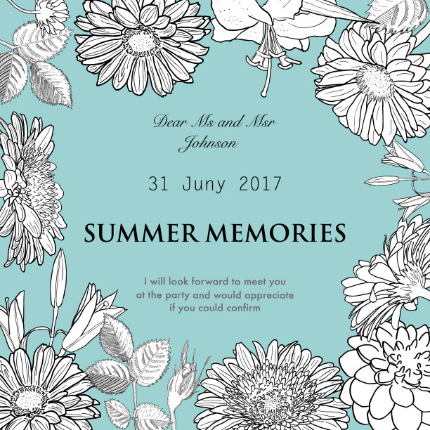 框架手绘花非洲菊图片下载