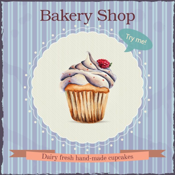 水彩画的蛋糕店广告图片下载