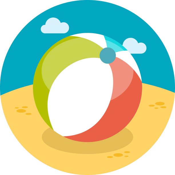 沙滩球平面图标图片下载