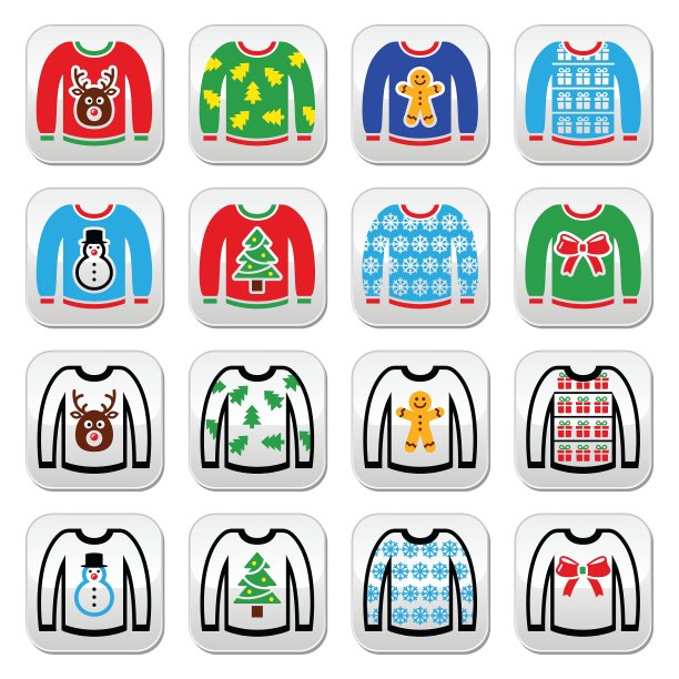 丑陋的圣诞毛衣在套头衫纽扣图片下载