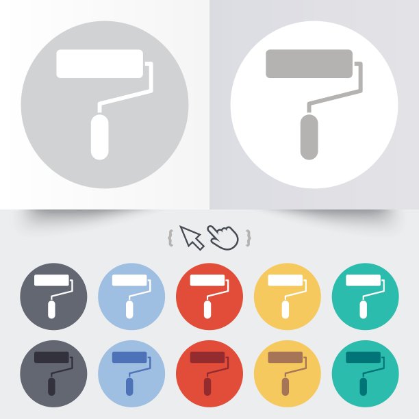 油漆滚筒标志图标油漆工具符号图片下载