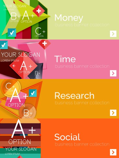 平面设计纸信息图横幅集图片下载