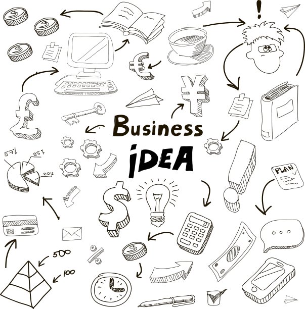 商业创意涂鸦图标集图片下载