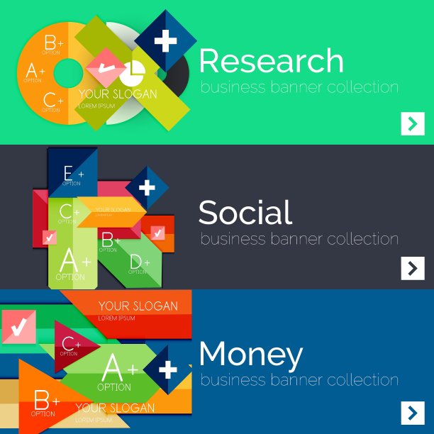 平面设计纸信息图横幅集图片下载