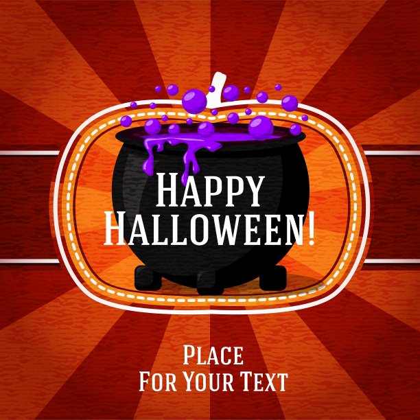 南瓜形状的复古风格化徽章-黑女巫图片下载