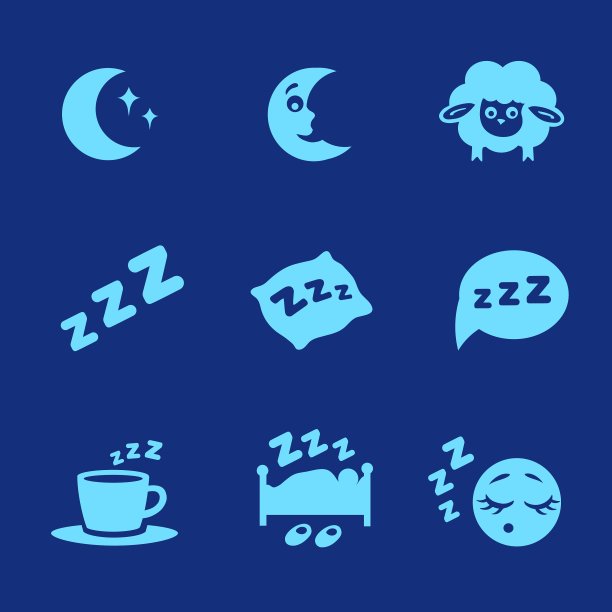 孤立的白色睡眠概念图标集图片下载