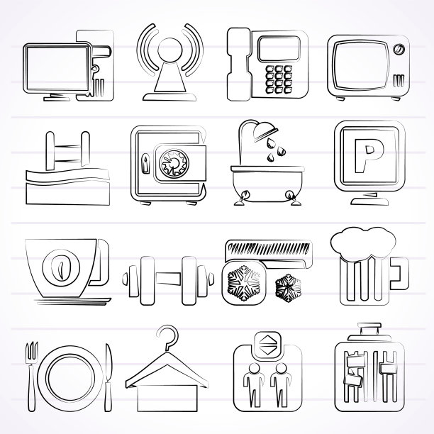 酒店设施及服务图标图片下载