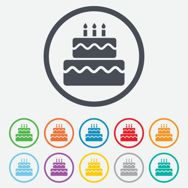 生日蛋糕标志图标燃烧的蜡烛象征图片下载