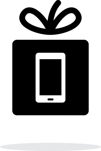 礼物手机图标上的白色背景图片下载