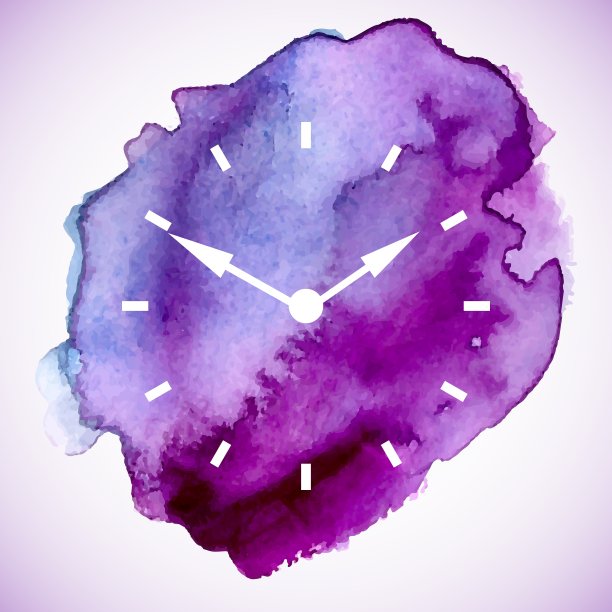 手表表盘上的水彩斑点图片下载