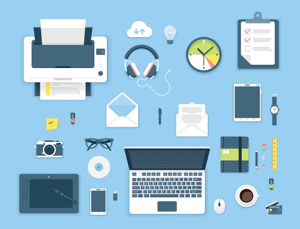 俯视图办公桌图片下载