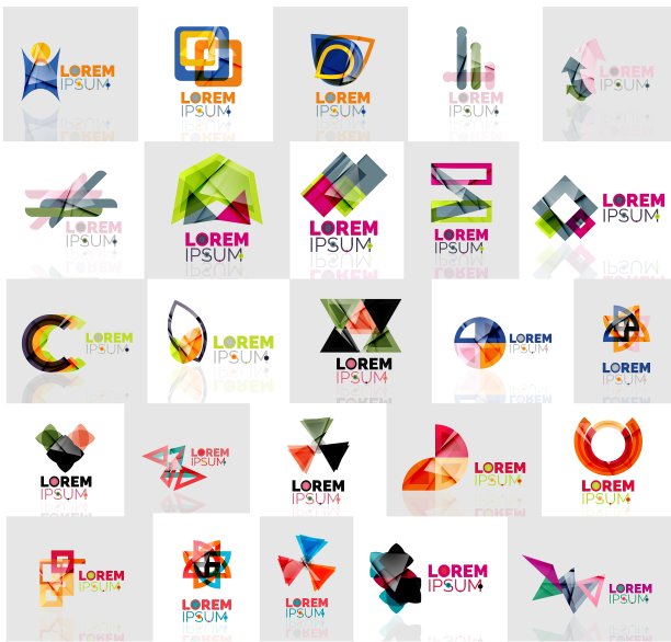 收集多彩的抽象折纸标志图片下载