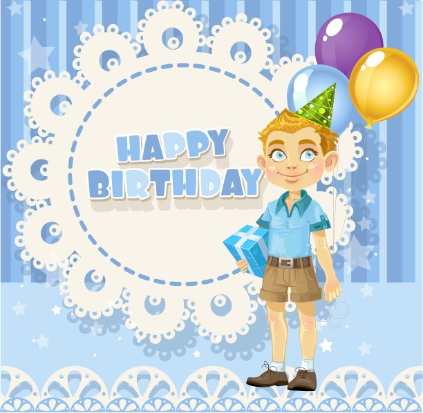 生日快乐蓝色镂空卡片给你图片下载