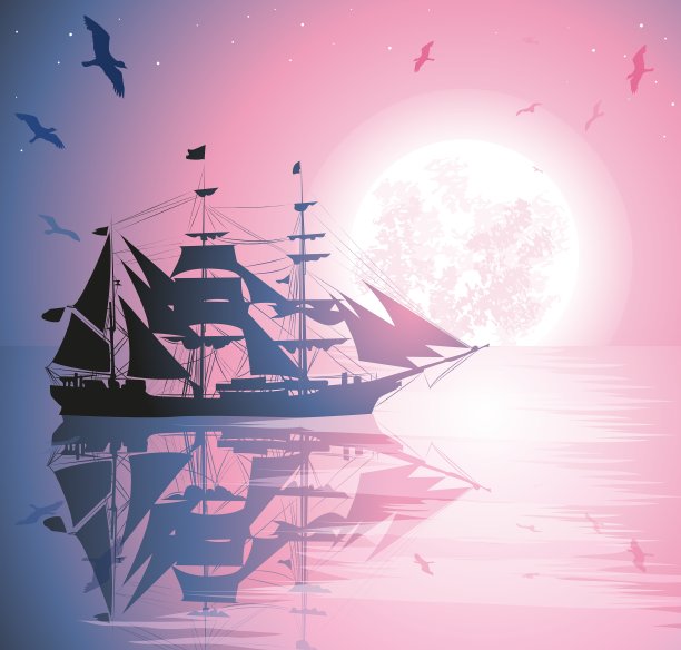 在海上航行的旧船图片下载