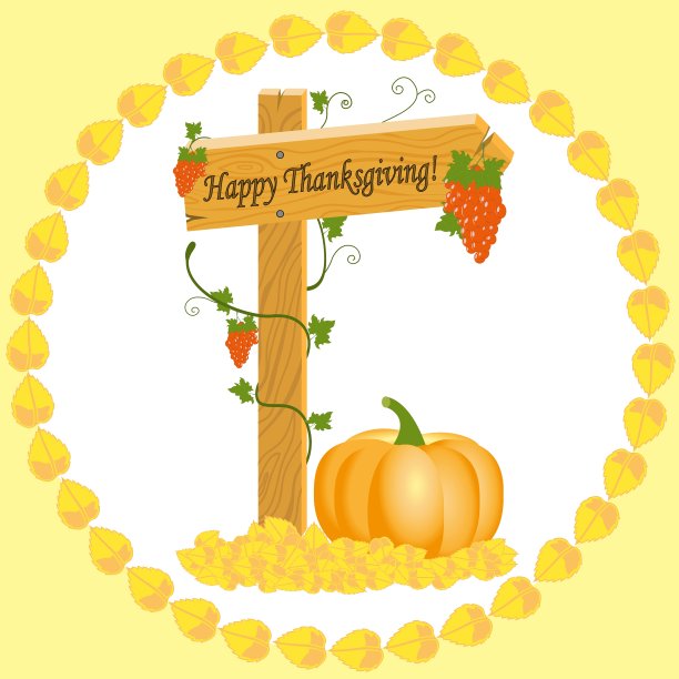 木制箭头与葡萄和南瓜感恩节图片下载
