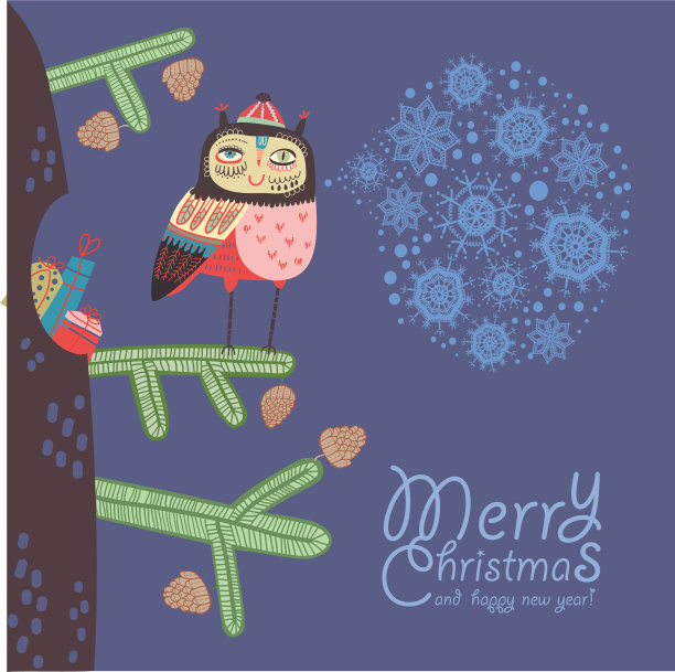 圣诞节的猫头鹰图片下载