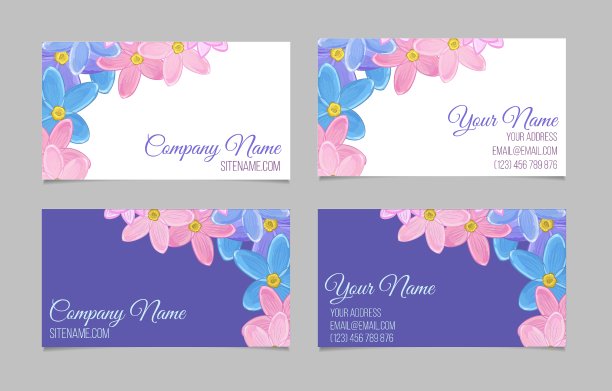 两张双面花名片图片下载