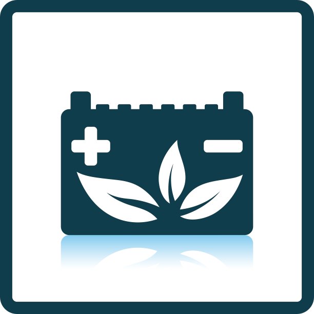带树叶图标的汽车电瓶图片下载