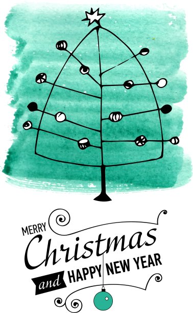 圣诞和新年贺卡与手绘涂鸦图片下载