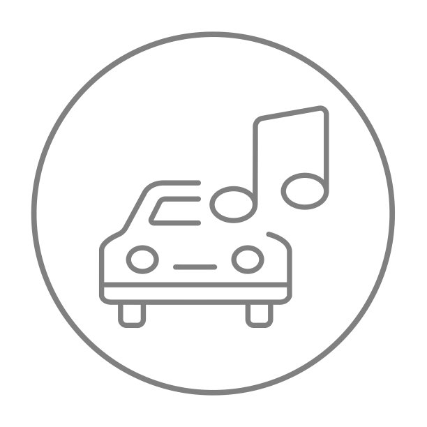 汽车与音乐音符线图标图片下载