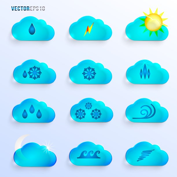 有天气标志的淡蓝色云彩图片下载