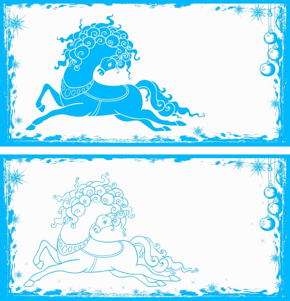 蓝色背景马图片下载