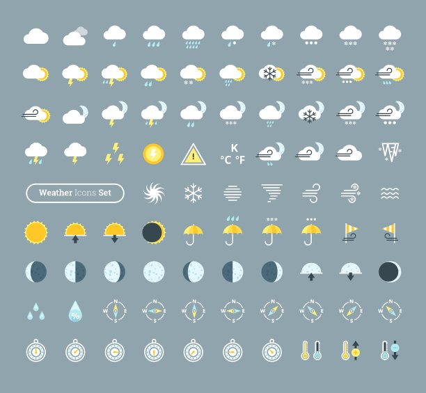 大量的天气图标图片下载