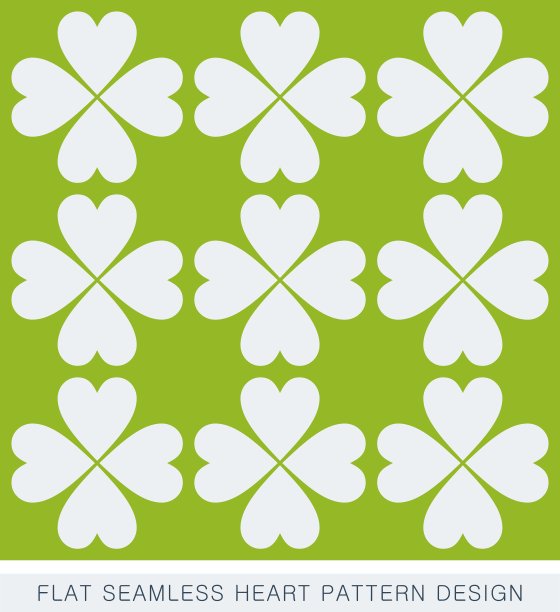 白色的无缝心形在绿色的背景图案图片下载