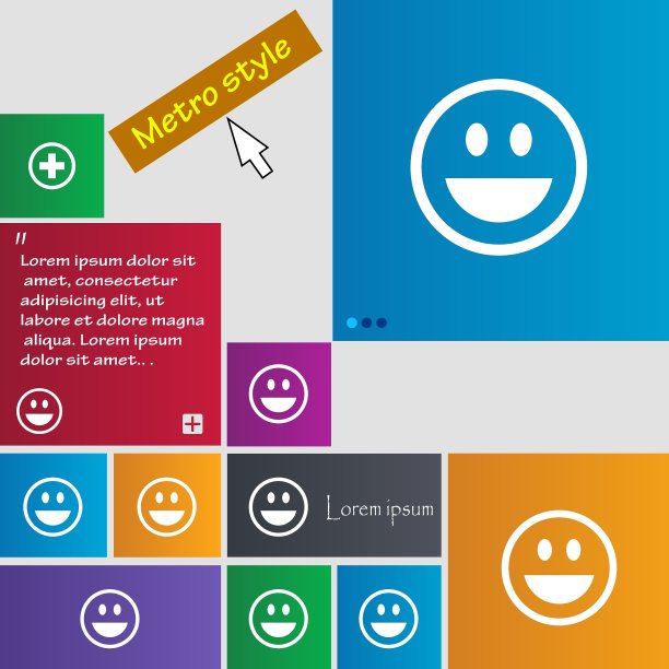 有趣的脸图标标志地铁风格按钮现代图片下载